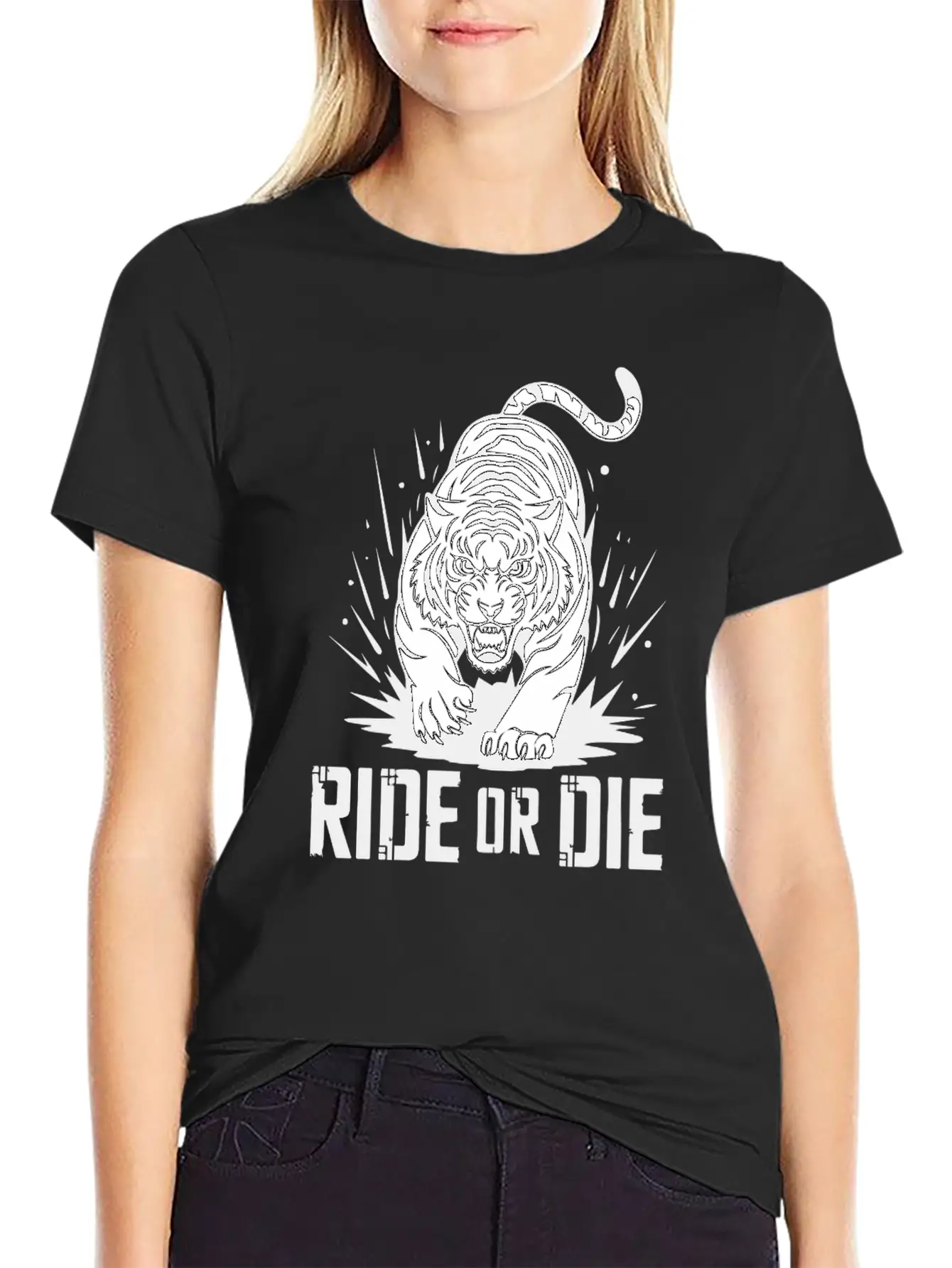 Ride Or Die Tiger: Fearless And Untamed Basic Graphic T-Shirt – Daily Comfort In Soft Cotton