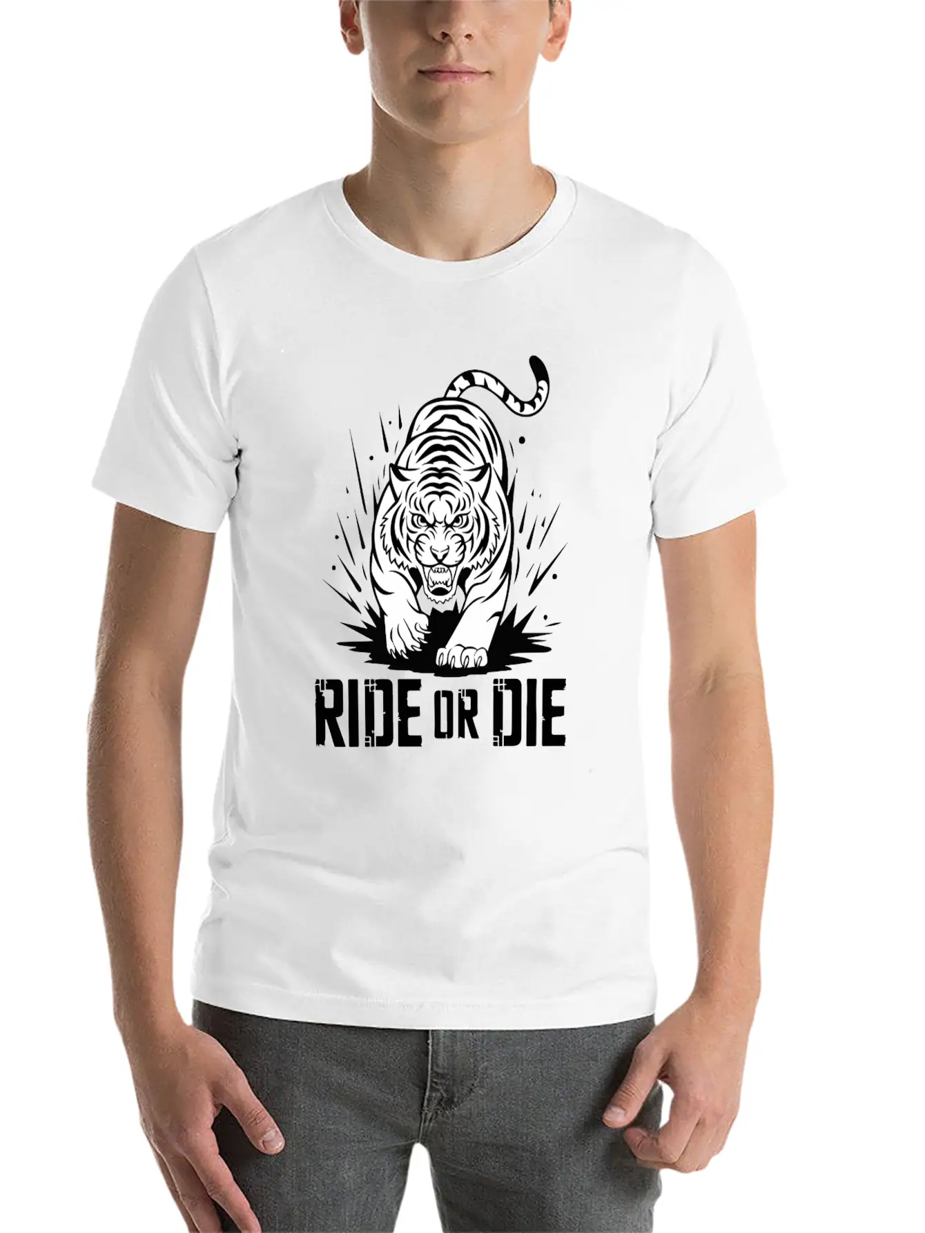 Ride Or Die Tiger: Fearless And Untamed Basic Graphic T-Shirt – Daily Comfort In Soft Cotton