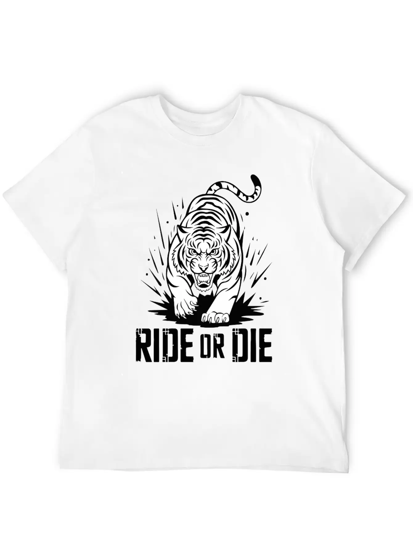 Ride Or Die Tiger: Fearless And Untamed Basic Graphic T-Shirt – Daily Comfort In Soft Cotton