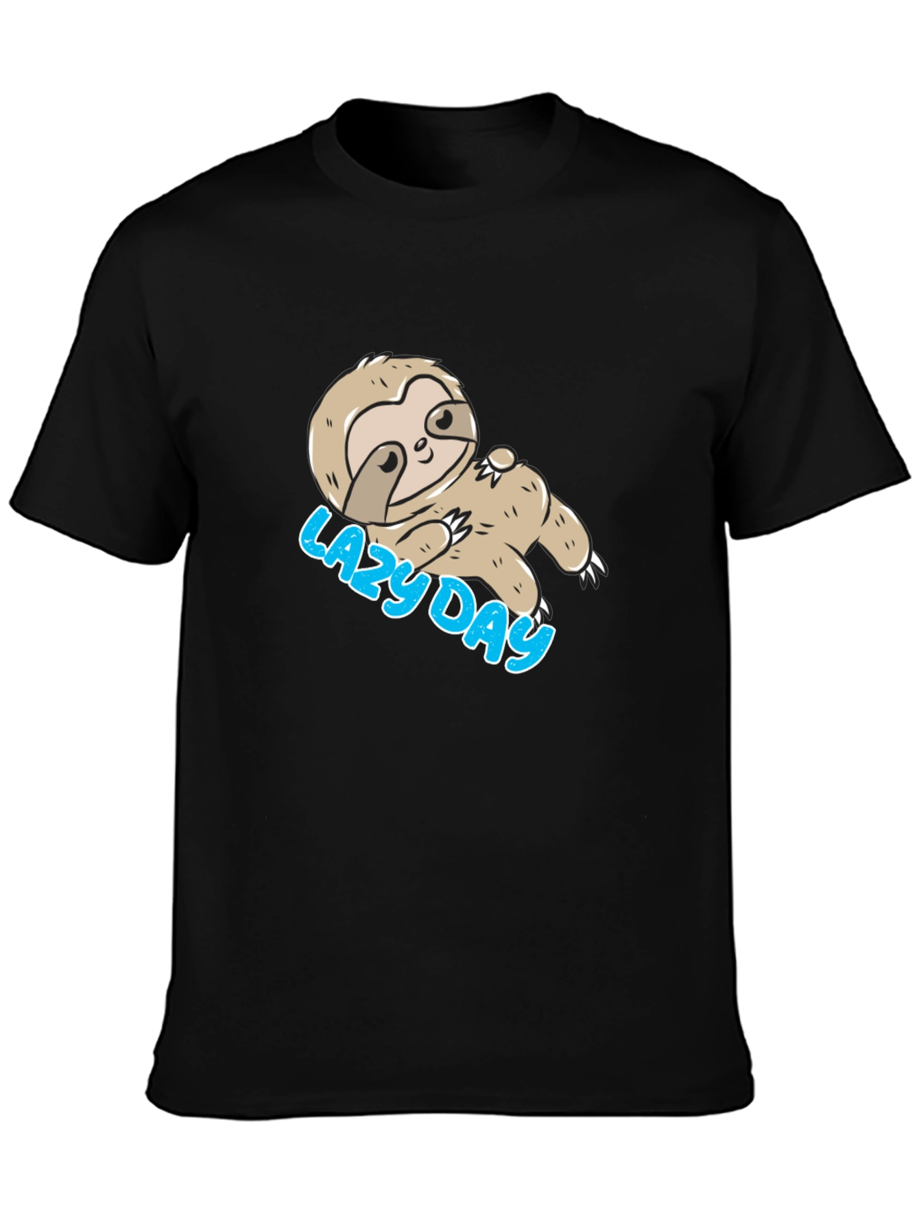Lazy Day Sloth T-Shirt - Black Relaxed Fit Tee