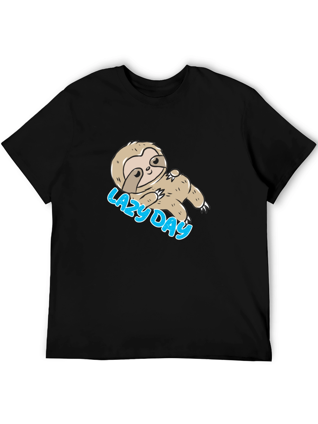Lazy Day Sloth T-Shirt - Black Relaxed Fit Tee