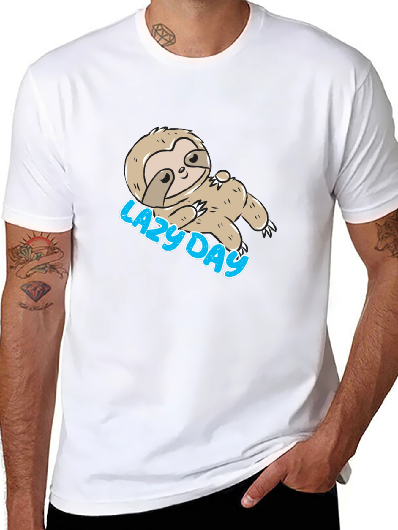 Lazy Day Sloth T-Shirt - Black Relaxed Fit Tee