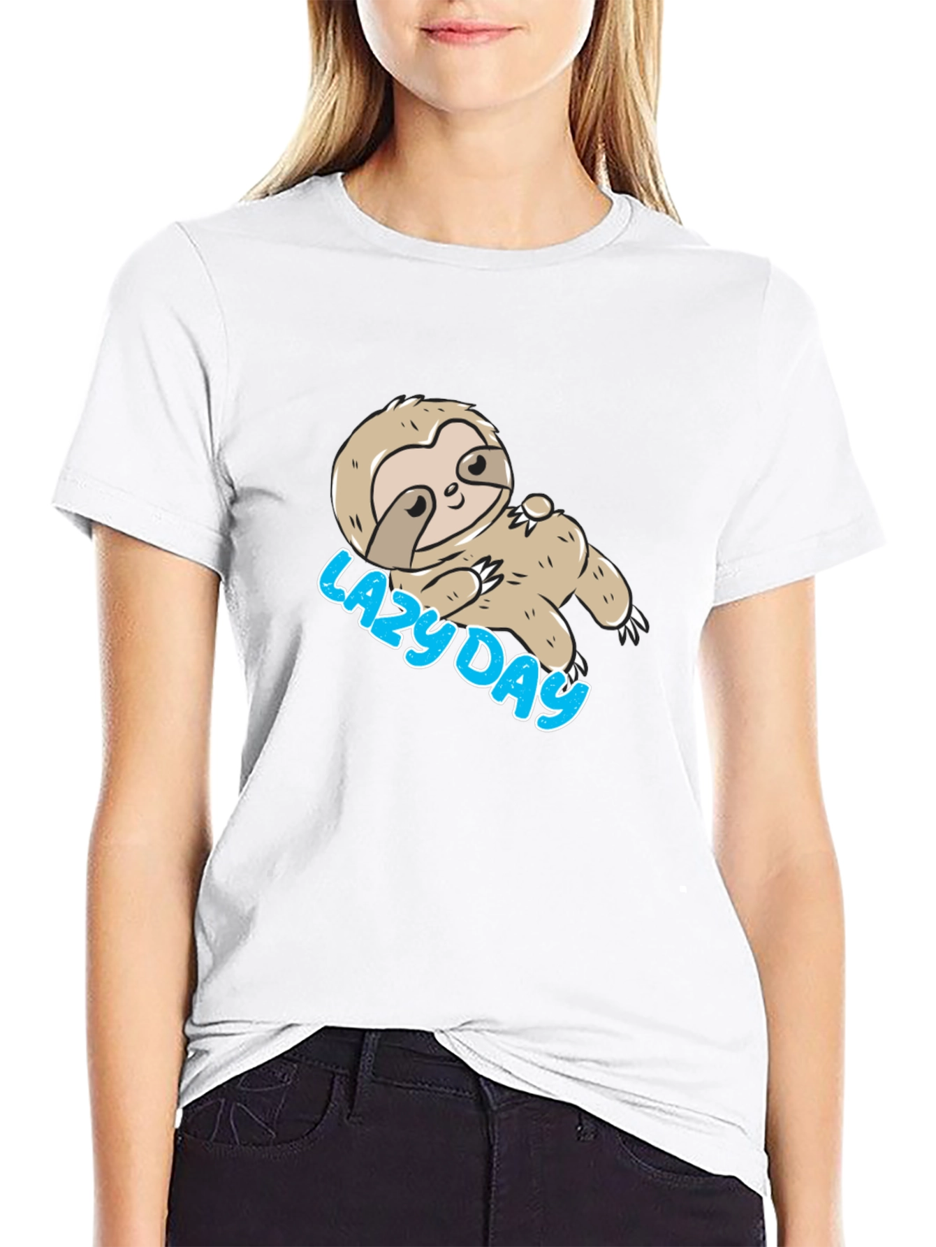 Lazy Day Sloth T-Shirt - Black Relaxed Fit Tee