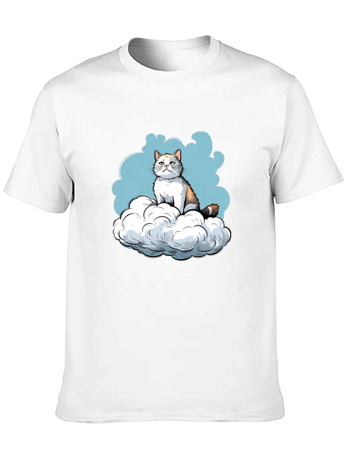 Cat on Cloud Graphic Tee - Soft Cotton Blend