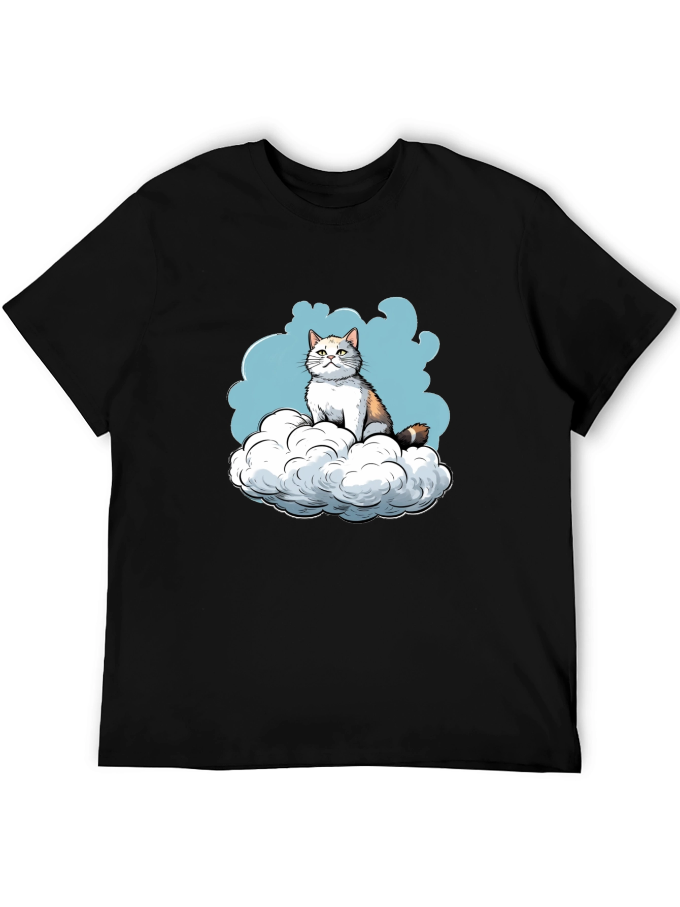 Cat on Cloud Graphic Tee - Soft Cotton Blend