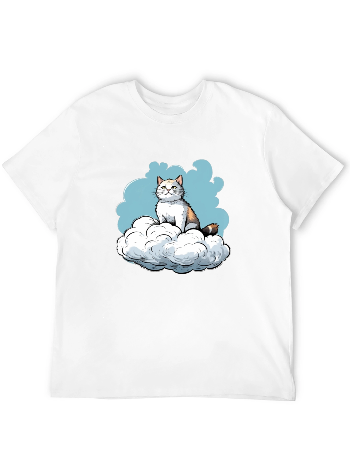 Cat on Cloud Graphic Tee - Soft Cotton Blend
