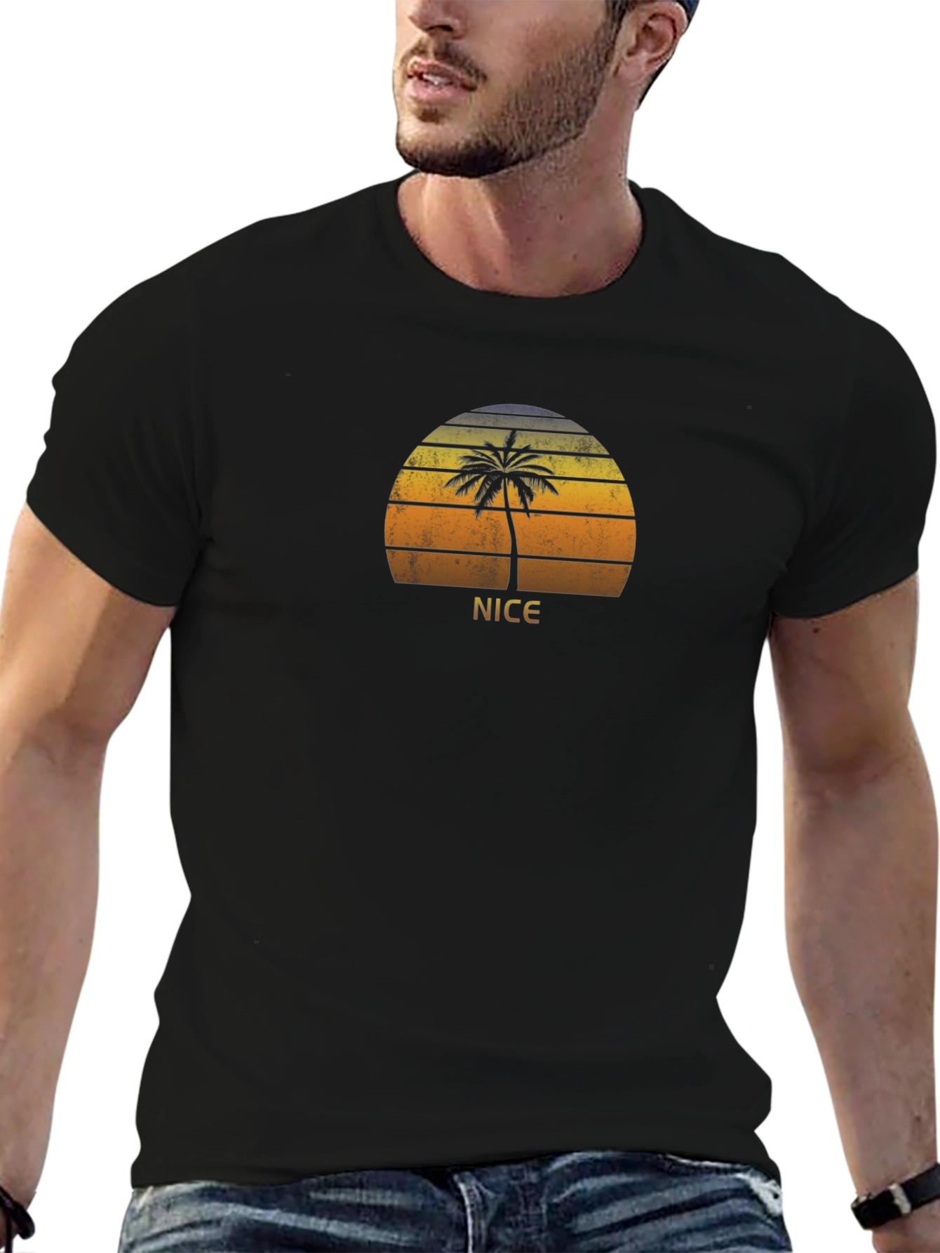Nice Palm Sunset T-Shirt - Retro Beach Vibes