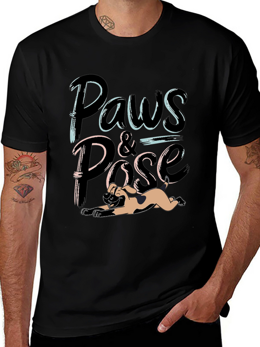 Paws and Pose Black Graphic T-Shirt
