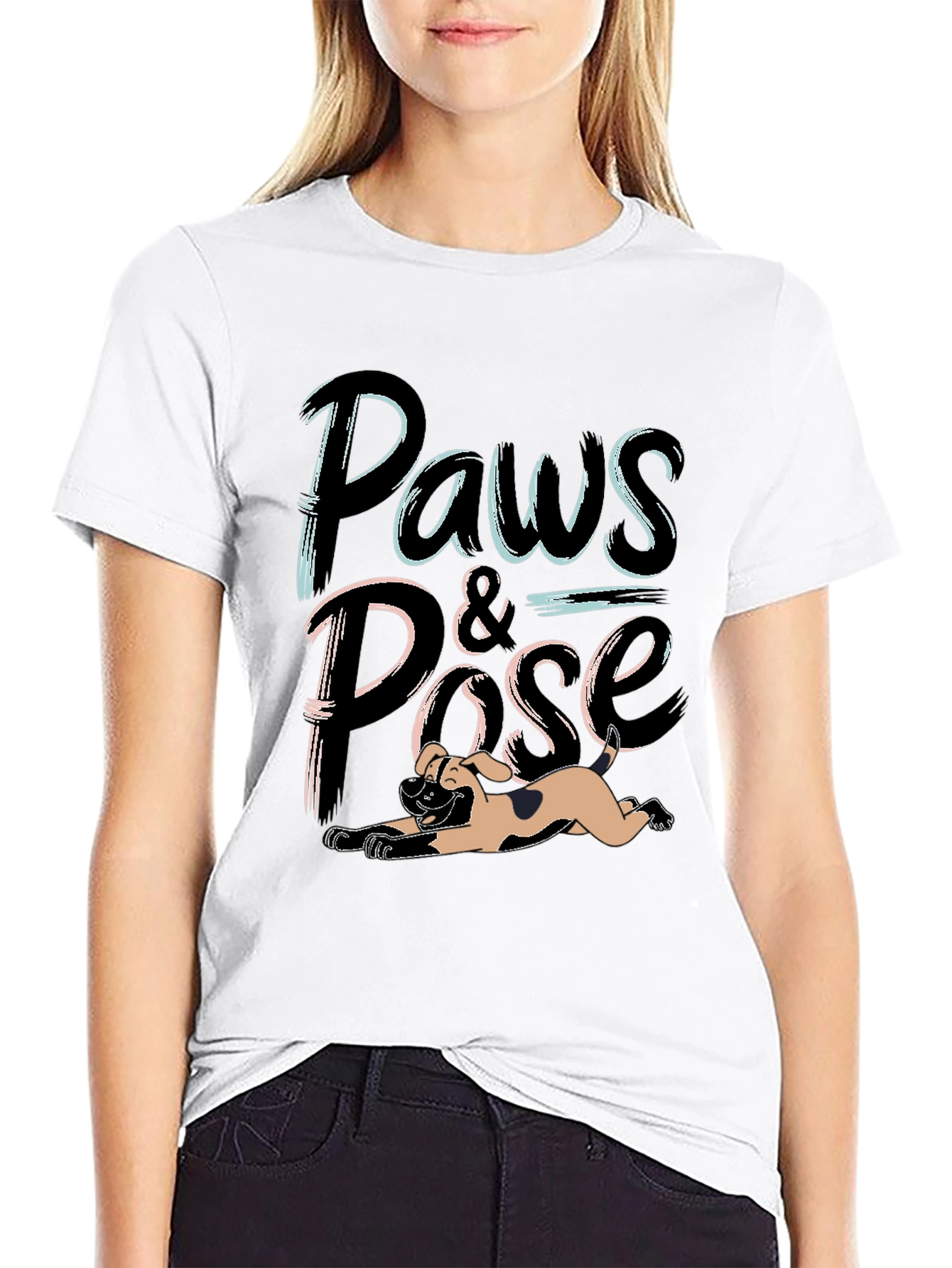 Paws and Pose Black Graphic T-Shirt