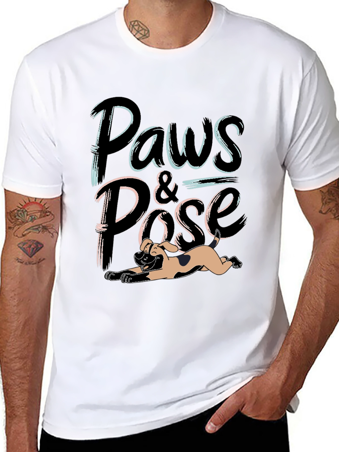 Paws and Pose Black Graphic T-Shirt