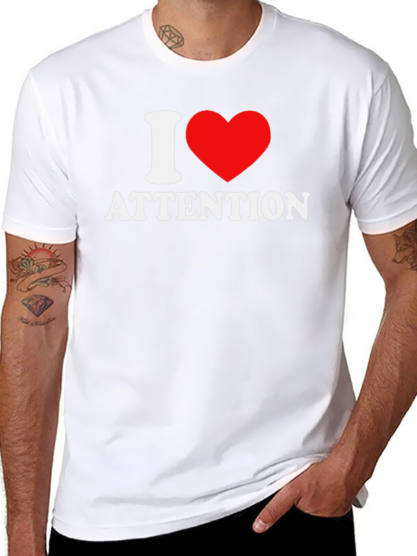 I Heart Attention Mens Black T-Shirt
