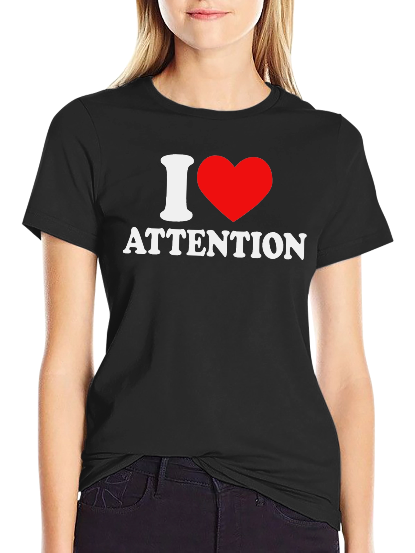 I Heart Attention Mens Black T-Shirt