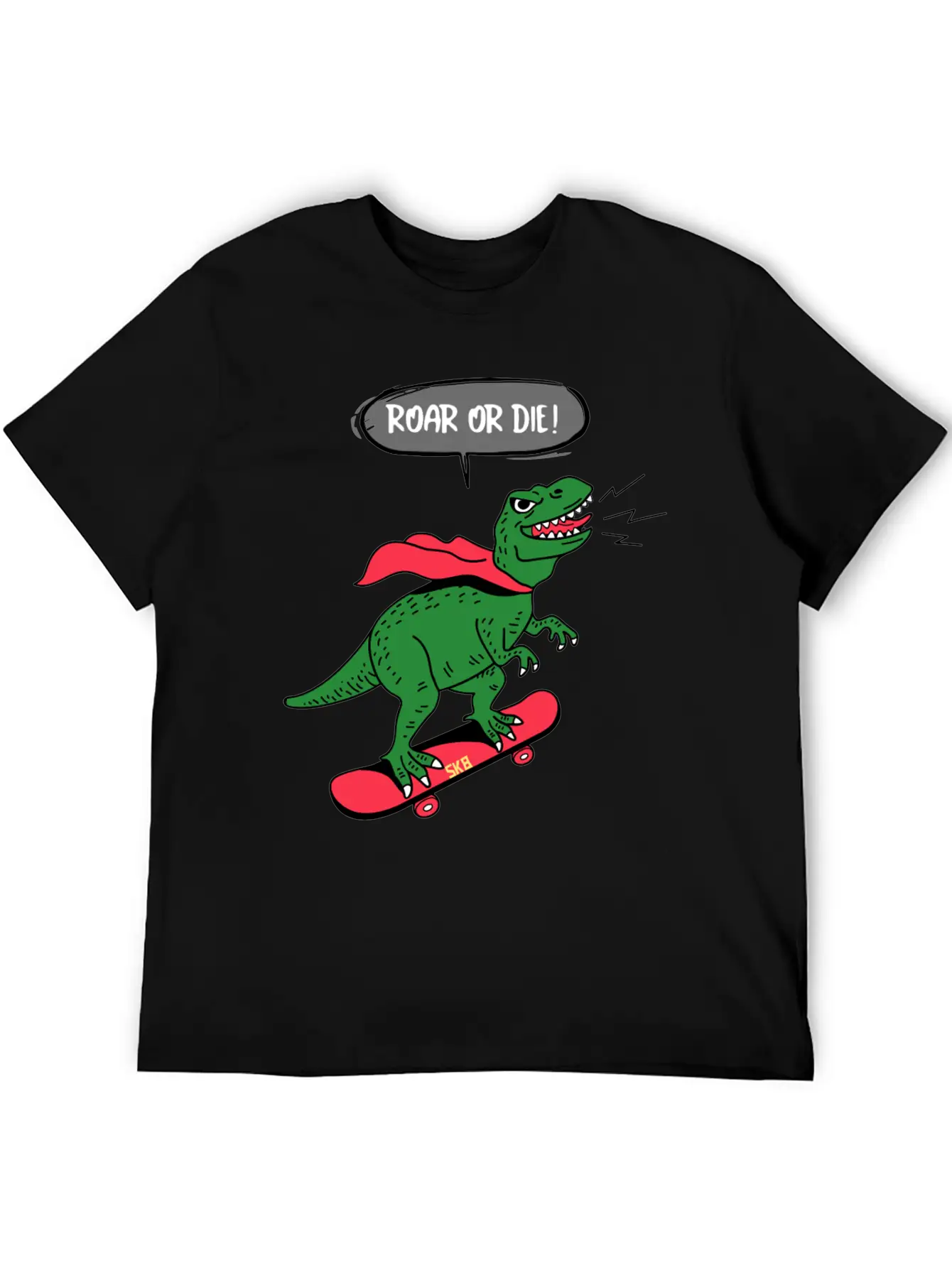 Roar Or Die! Skater Dinosaur Unisex Casual T-Shirt – Clean Design For Daily Comfort