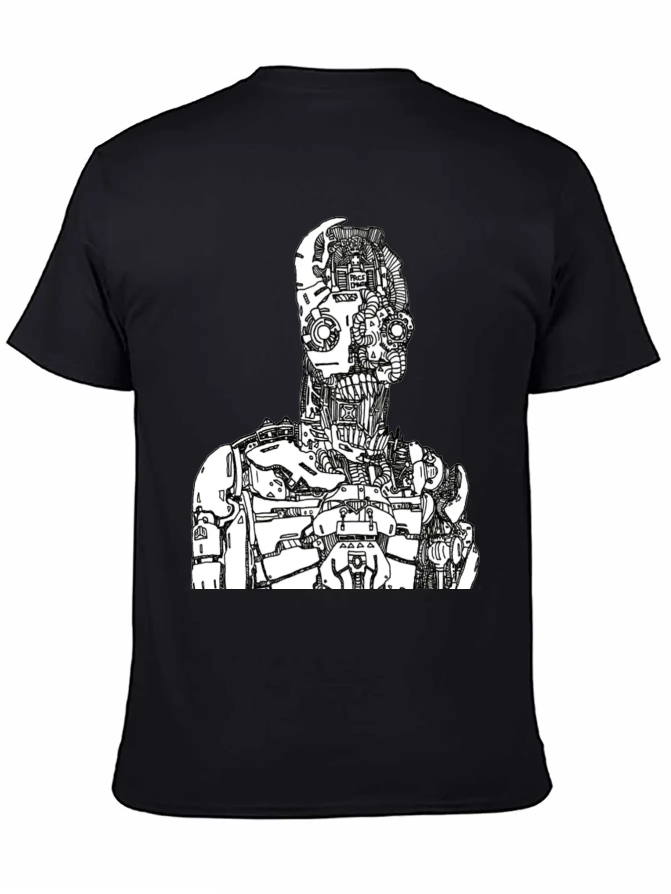 Robot Sketch Essential Unisex Summer Tee – Soft Cotton Casual Fit