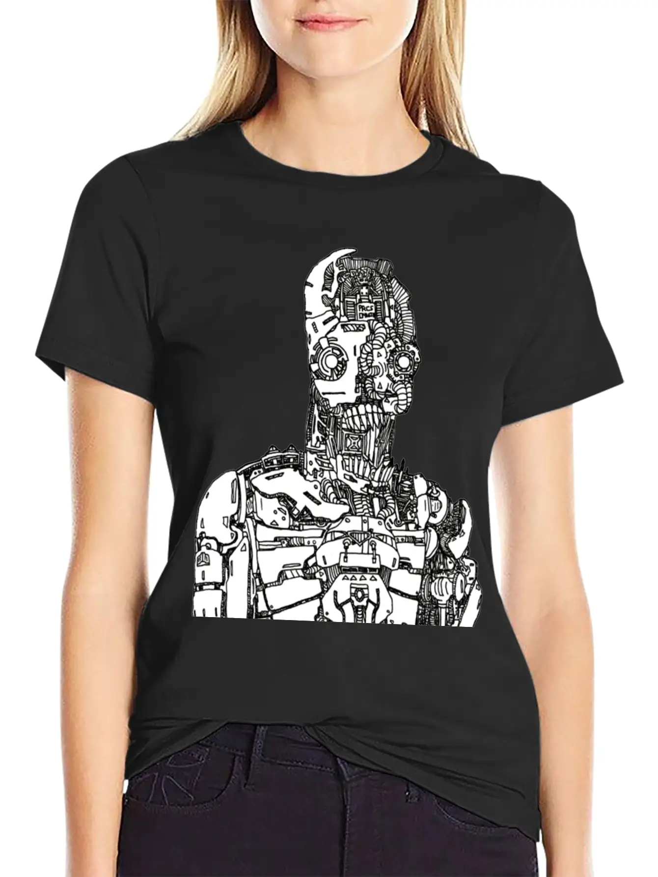 Robot Sketch Essential Unisex Summer Tee – Soft Cotton Casual Fit
