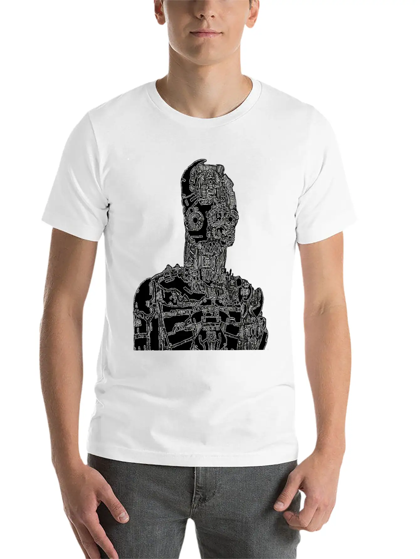 Robot Sketch Essential Unisex Summer Tee – Soft Cotton Casual Fit