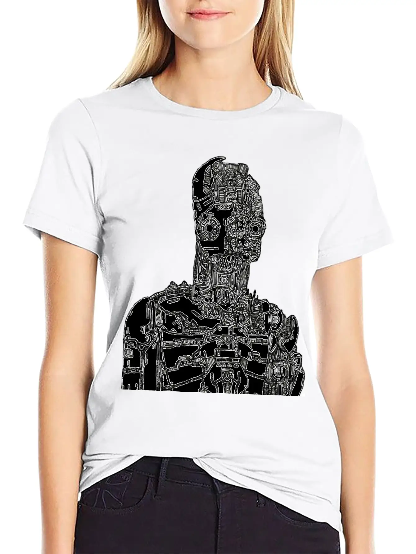 Robot Sketch Essential Unisex Summer Tee – Soft Cotton Casual Fit