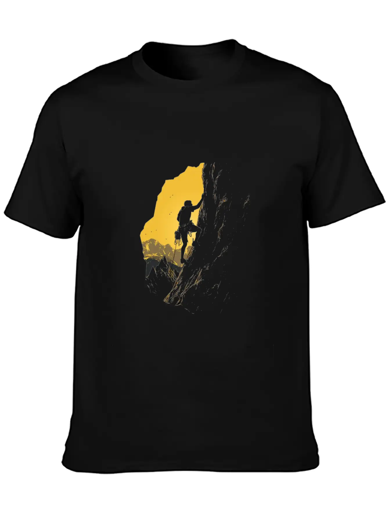 Rock Climbing Mountain Climber Silhouette Unisex Short Sleeve Soft Cotton T-Shirt – Casual Everyday Wear