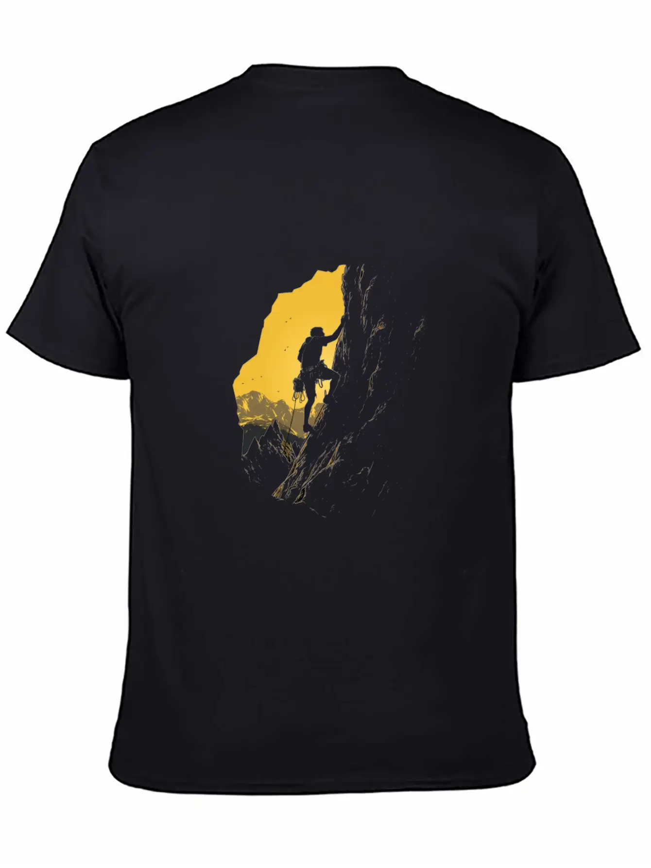 Rock Climbing Mountain Climber Silhouette Unisex Short Sleeve Soft Cotton T-Shirt – Casual Everyday Wear