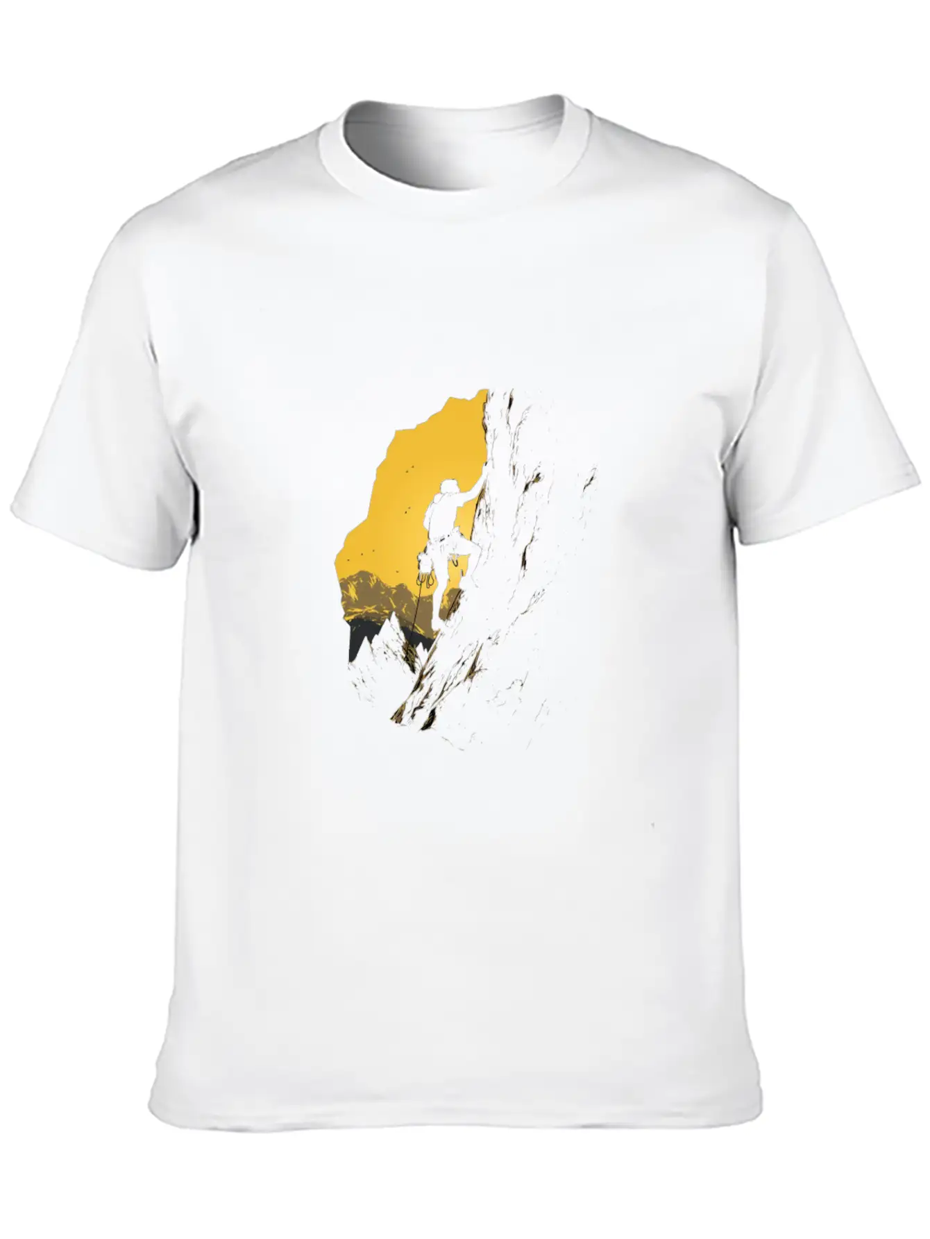 Rock Climbing Mountain Climber Silhouette Unisex Short Sleeve Soft Cotton T-Shirt – Casual Everyday Wear