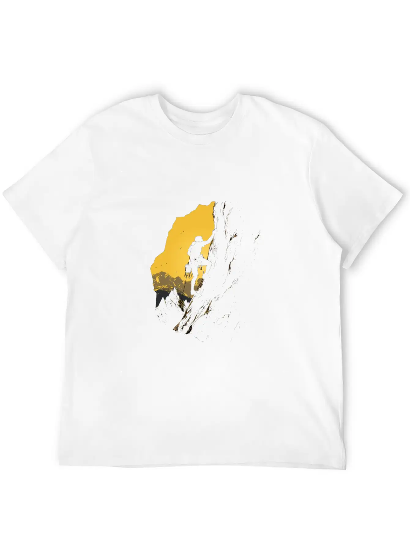 Rock Climbing Mountain Climber Silhouette Unisex Short Sleeve Soft Cotton T-Shirt – Casual Everyday Wear