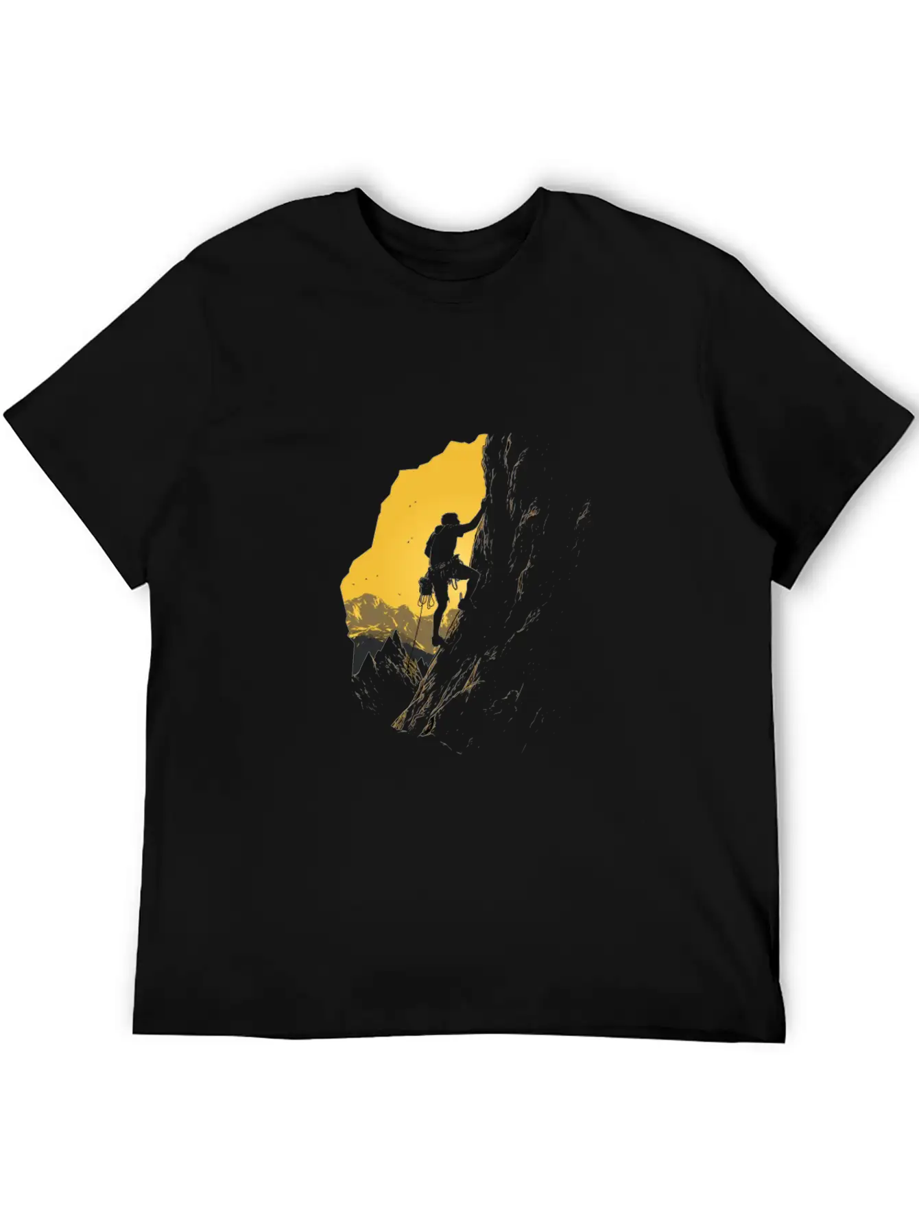 Rock Climbing Mountain Climber Silhouette Unisex Short Sleeve Soft Cotton T-Shirt – Casual Everyday Wear