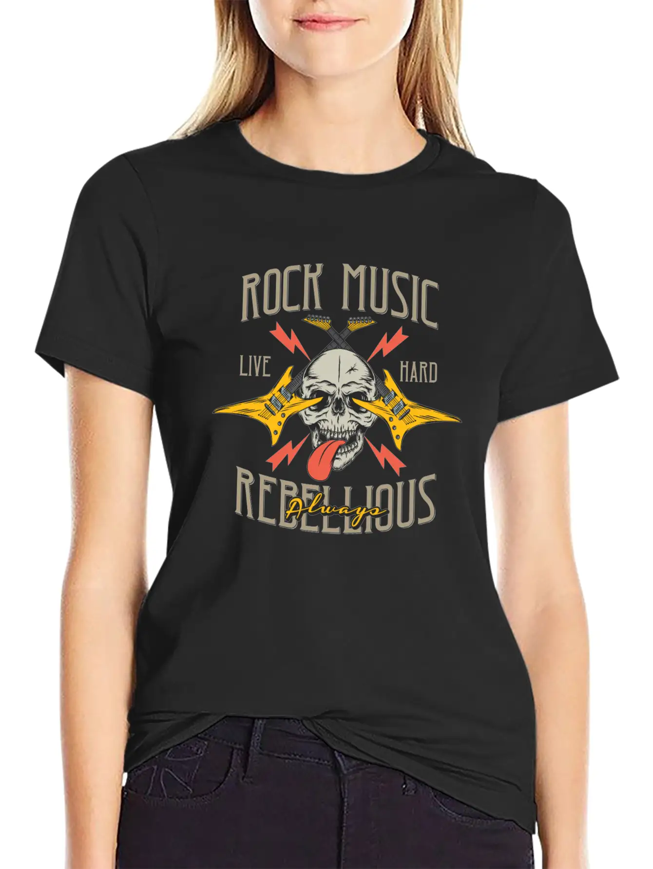 Rock Music Comfortable Minimalist Graphic Tee – Summer Style Essential