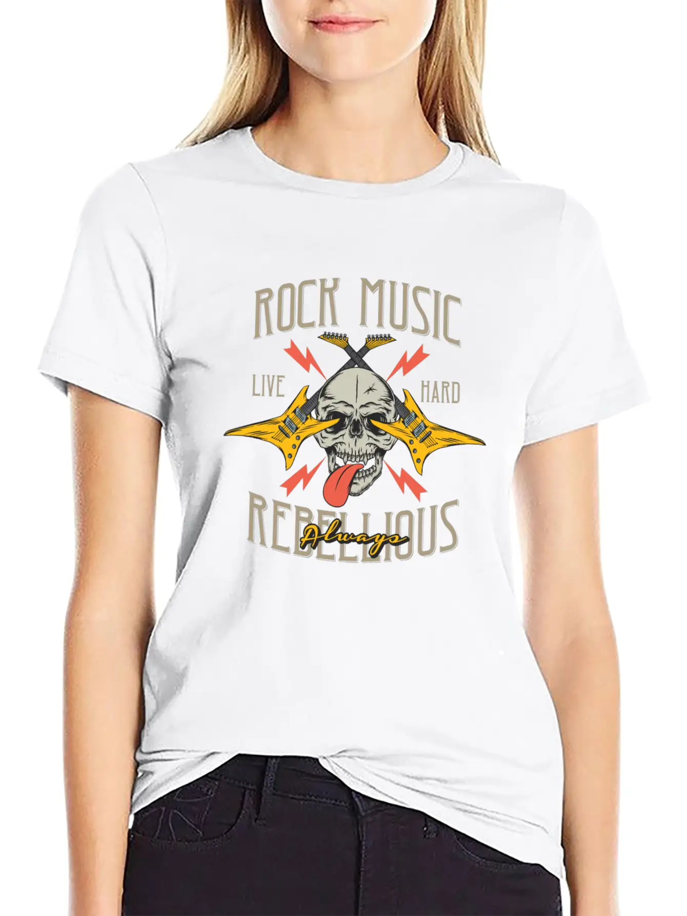 Rock Music Comfortable Minimalist Graphic Tee – Summer Style Essential