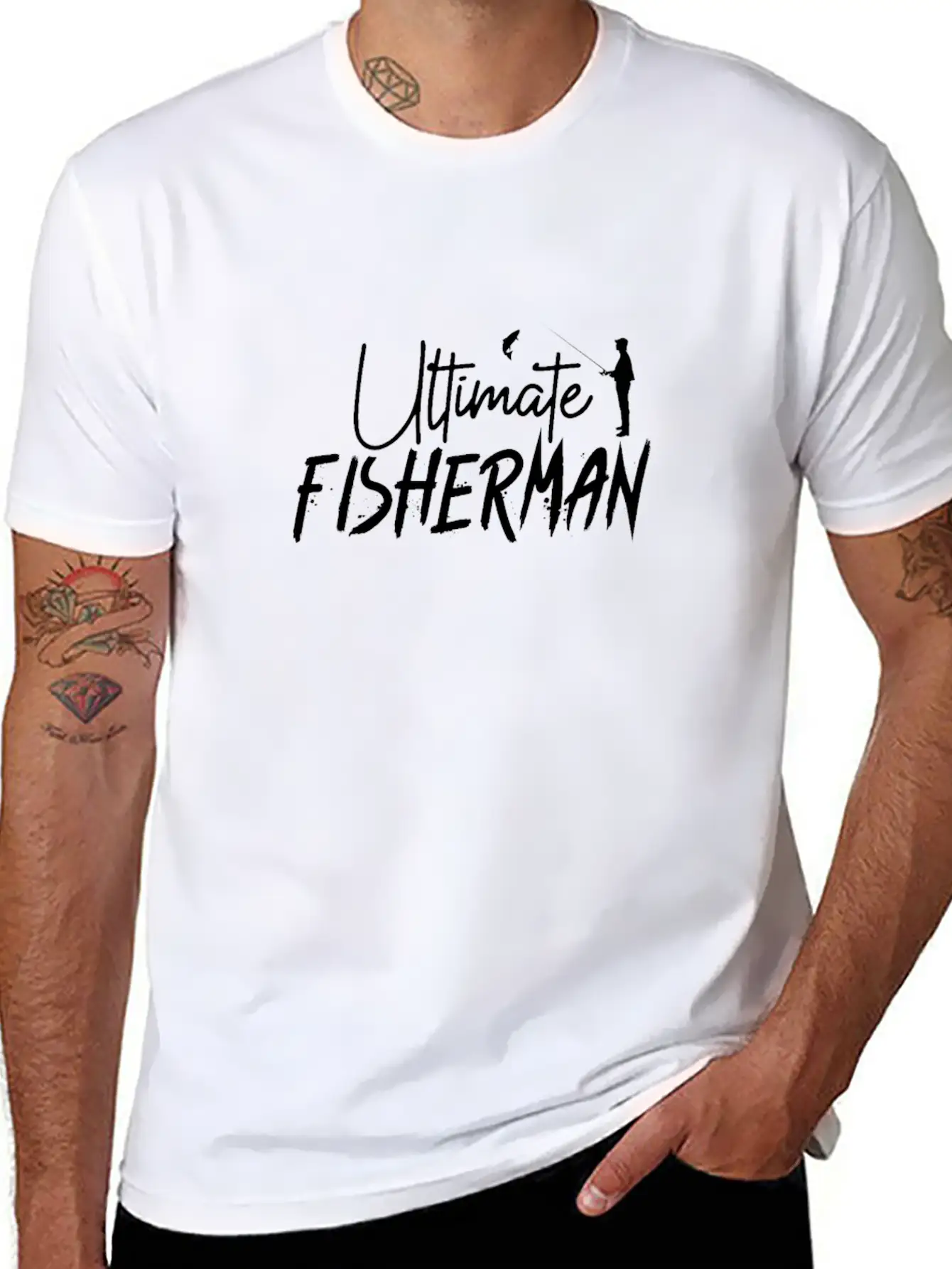 Rod Fish Hook Fisher Fisherman Fishing Stylish Everyday T-Shirt – Unisex Basic Cotton Tee