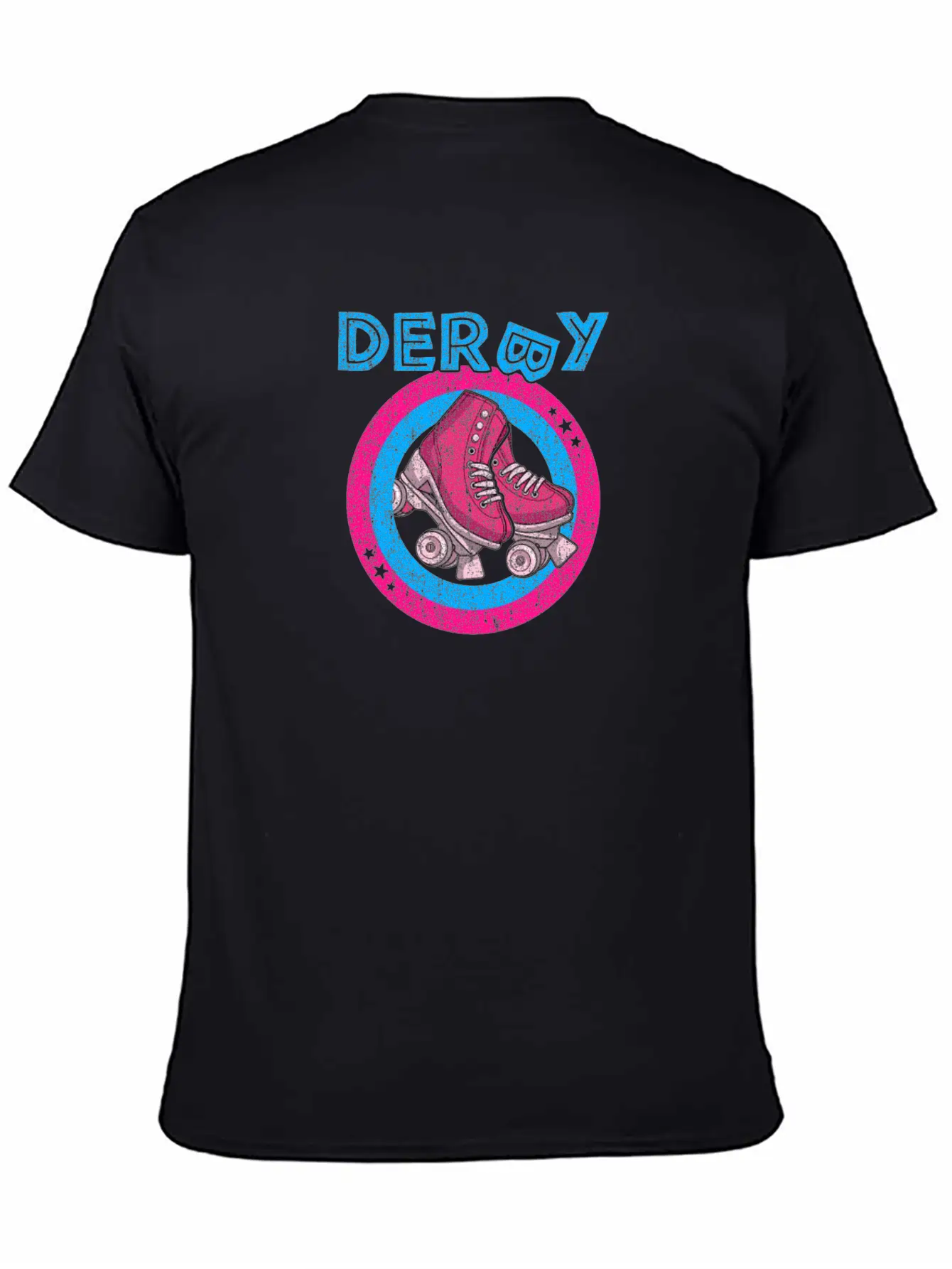 Roller Derby Girl 80s Skate Disco - Hot Pink & Unisex Short Sleeve Soft Cotton T-Shirt – Casual Everyday Wear