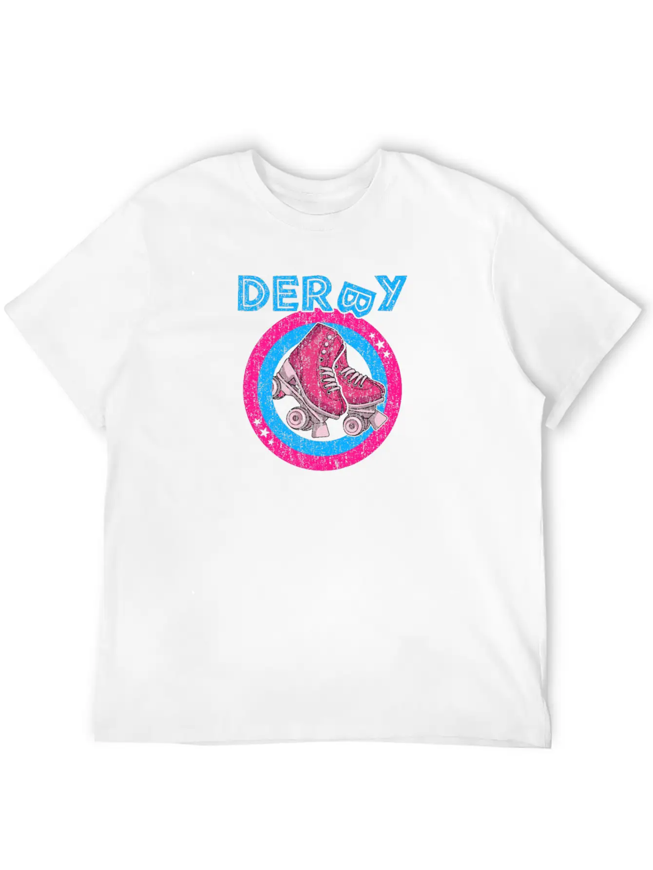 Roller Derby Girl 80s Skate Disco - Hot Pink & Unisex Short Sleeve Soft Cotton T-Shirt – Casual Everyday Wear