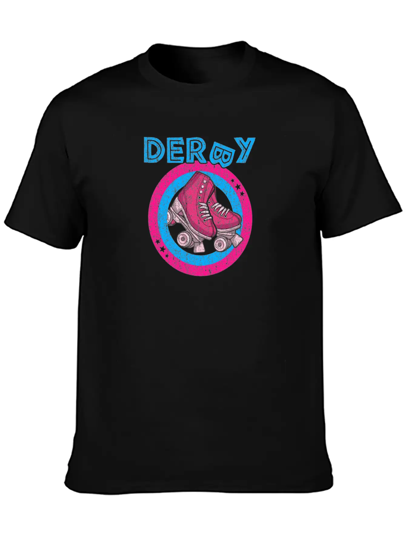 Roller Derby Girl 80s Skate Disco - Hot Pink & Unisex Short Sleeve Soft Cotton T-Shirt – Casual Everyday Wear