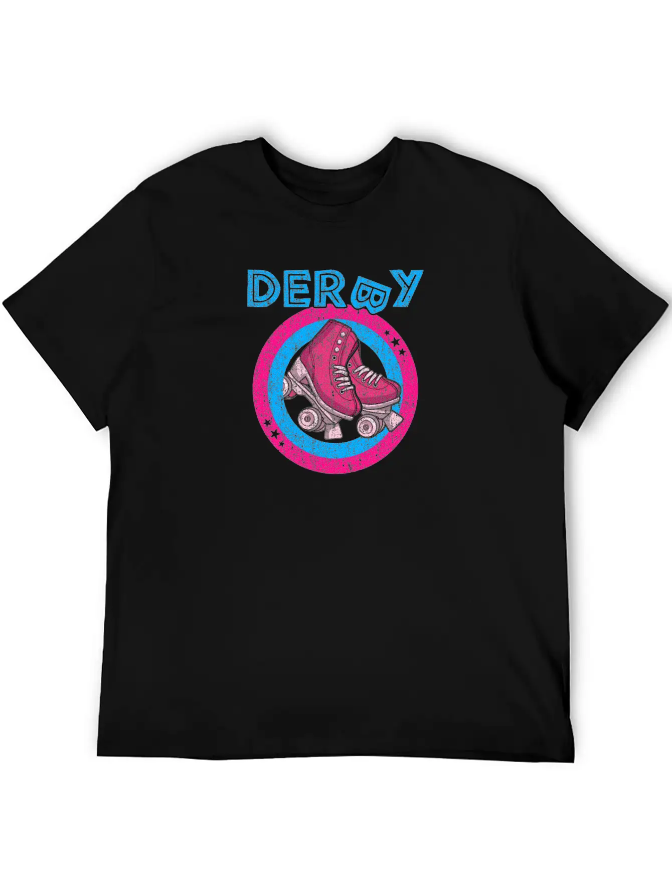 Roller Derby Girl 80s Skate Disco - Hot Pink & Unisex Short Sleeve Soft Cotton T-Shirt – Casual Everyday Wear