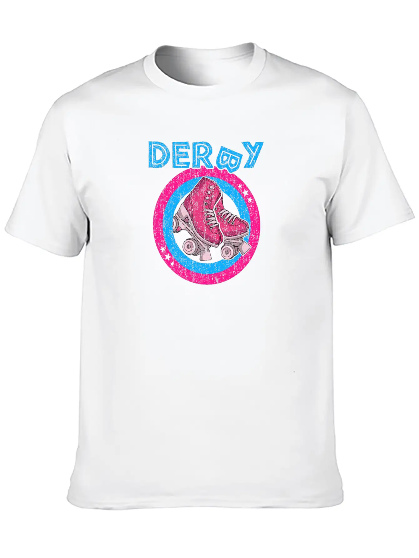 Roller Derby Girl 80s Skate Disco - Hot Pink & Unisex Short Sleeve Soft Cotton T-Shirt – Casual Everyday Wear