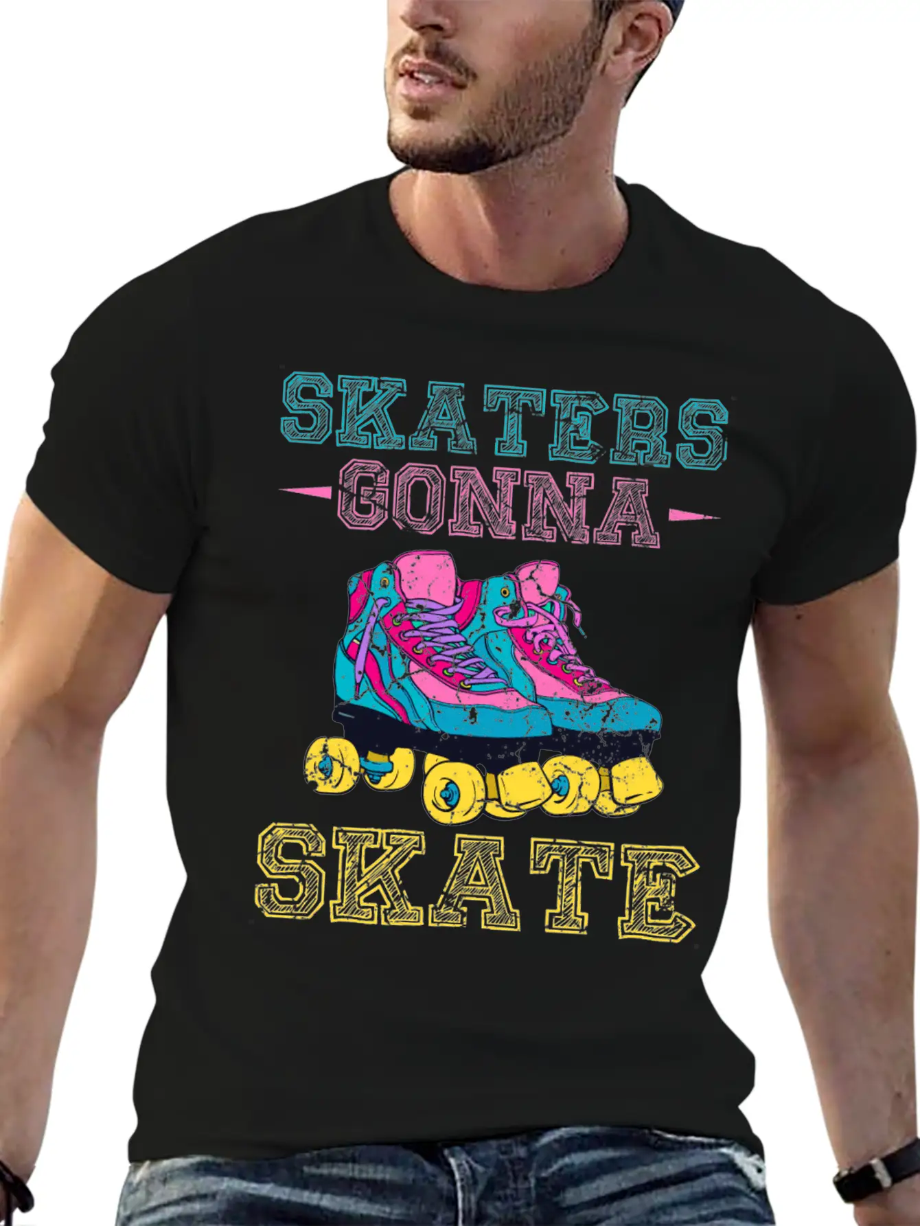 Roller Skater Retro Roller Skater Comfortable Minimalist Graphic Tee – Summer Style Essential