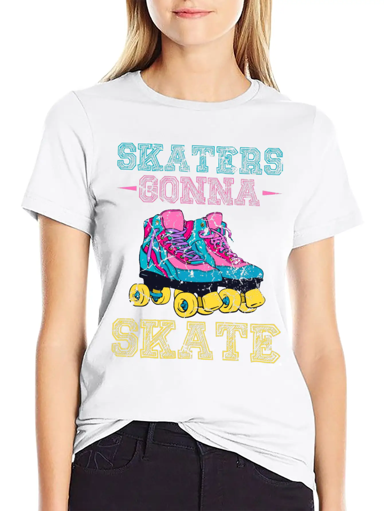 Roller Skater Retro Roller Skater Comfortable Minimalist Graphic Tee – Summer Style Essential