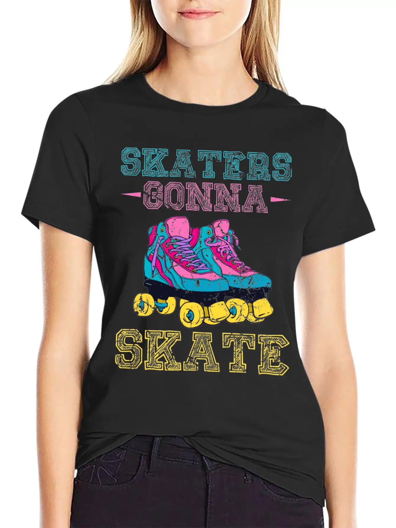 Roller Skater Retro Roller Skater Comfortable Minimalist Graphic Tee – Summer Style Essential