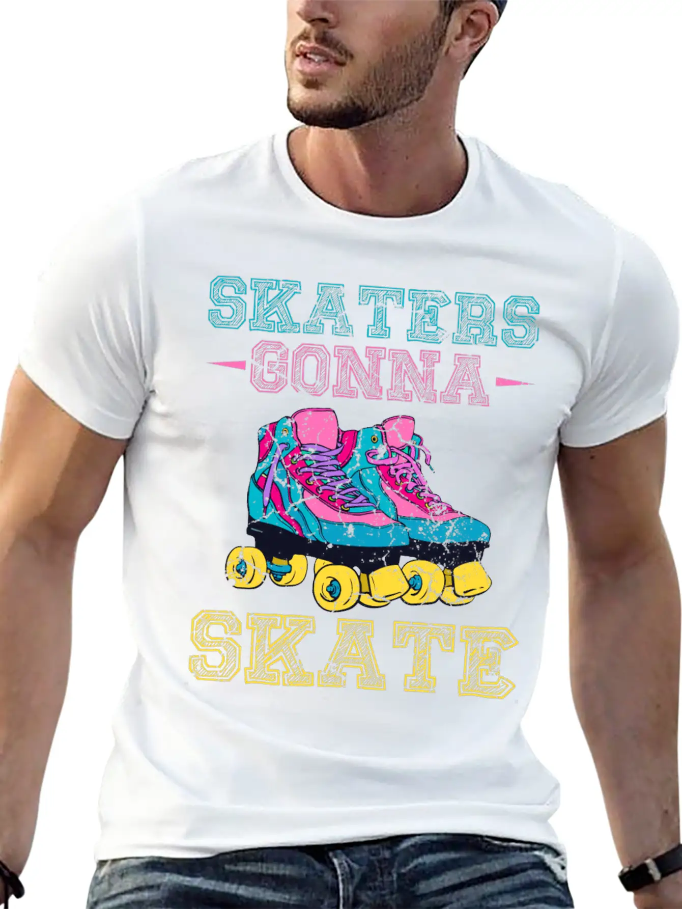 Roller Skater Retro Roller Skater Comfortable Minimalist Graphic Tee – Summer Style Essential