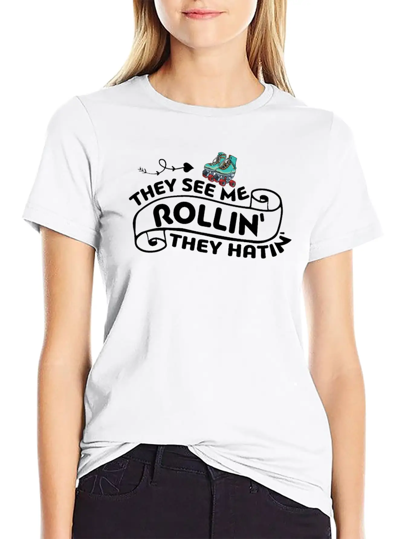 Roller Skating They See Me Rollin' They Hatin' Ska Basic Graphic T-Shirt – Daily Comfort In Soft Cotton