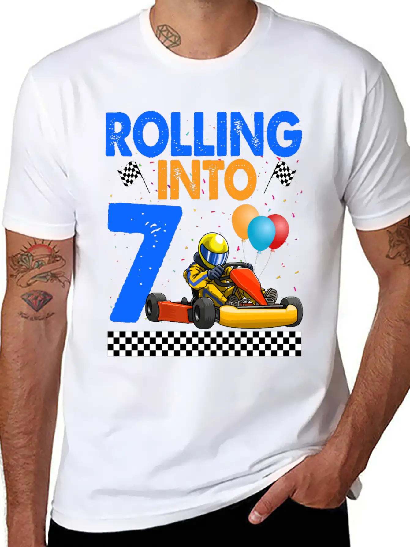 Rolling Into 7 Kart Racer Essential Unisex Summer Tee – Soft Cotton Casual Fit