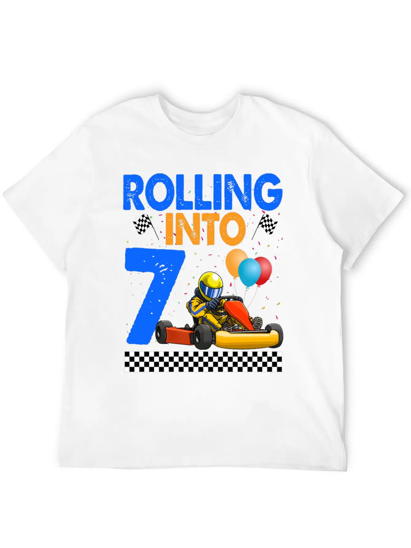 Rolling Into 7 Kart Racer Essential Unisex Summer Tee – Soft Cotton Casual Fit