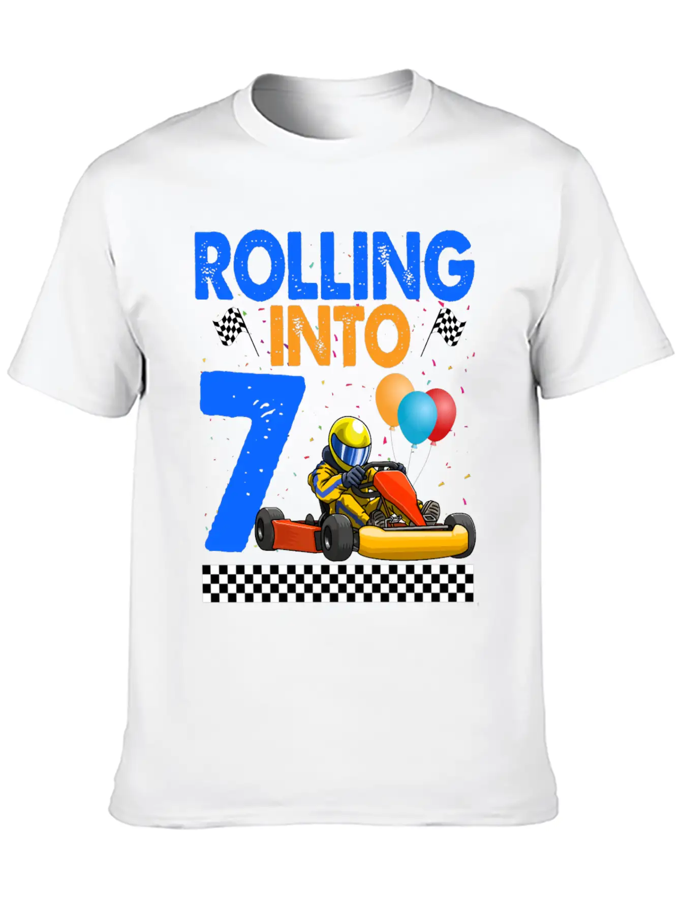 Rolling Into 7 Kart Racer Essential Unisex Summer Tee – Soft Cotton Casual Fit
