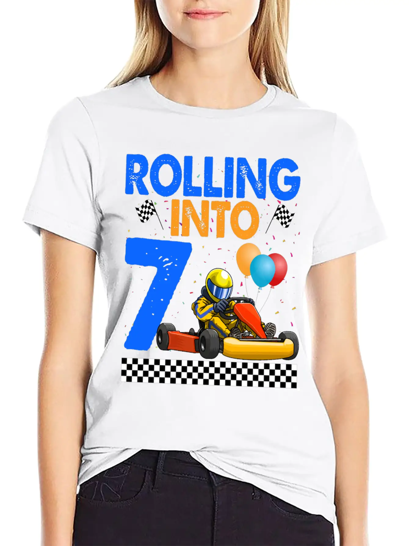 Rolling Into 7 Kart Racer Essential Unisex Summer Tee – Soft Cotton Casual Fit