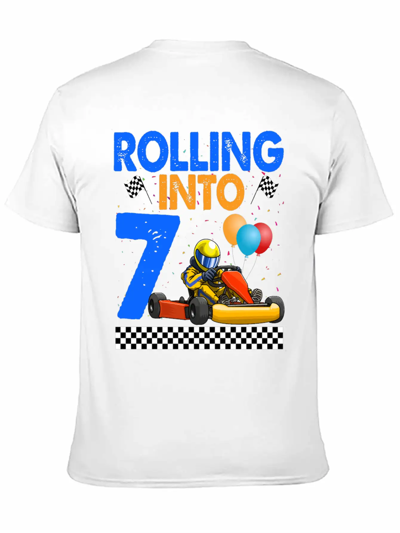 Rolling Into 7 Kart Racer Essential Unisex Summer Tee – Soft Cotton Casual Fit