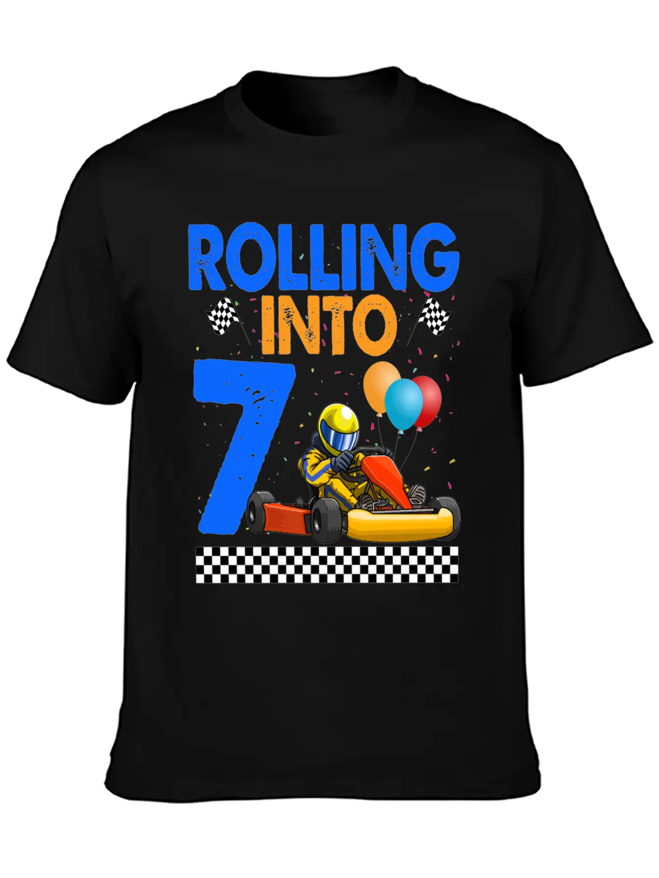 Rolling Into 7 Kart Racer Essential Unisex Summer Tee – Soft Cotton Casual Fit