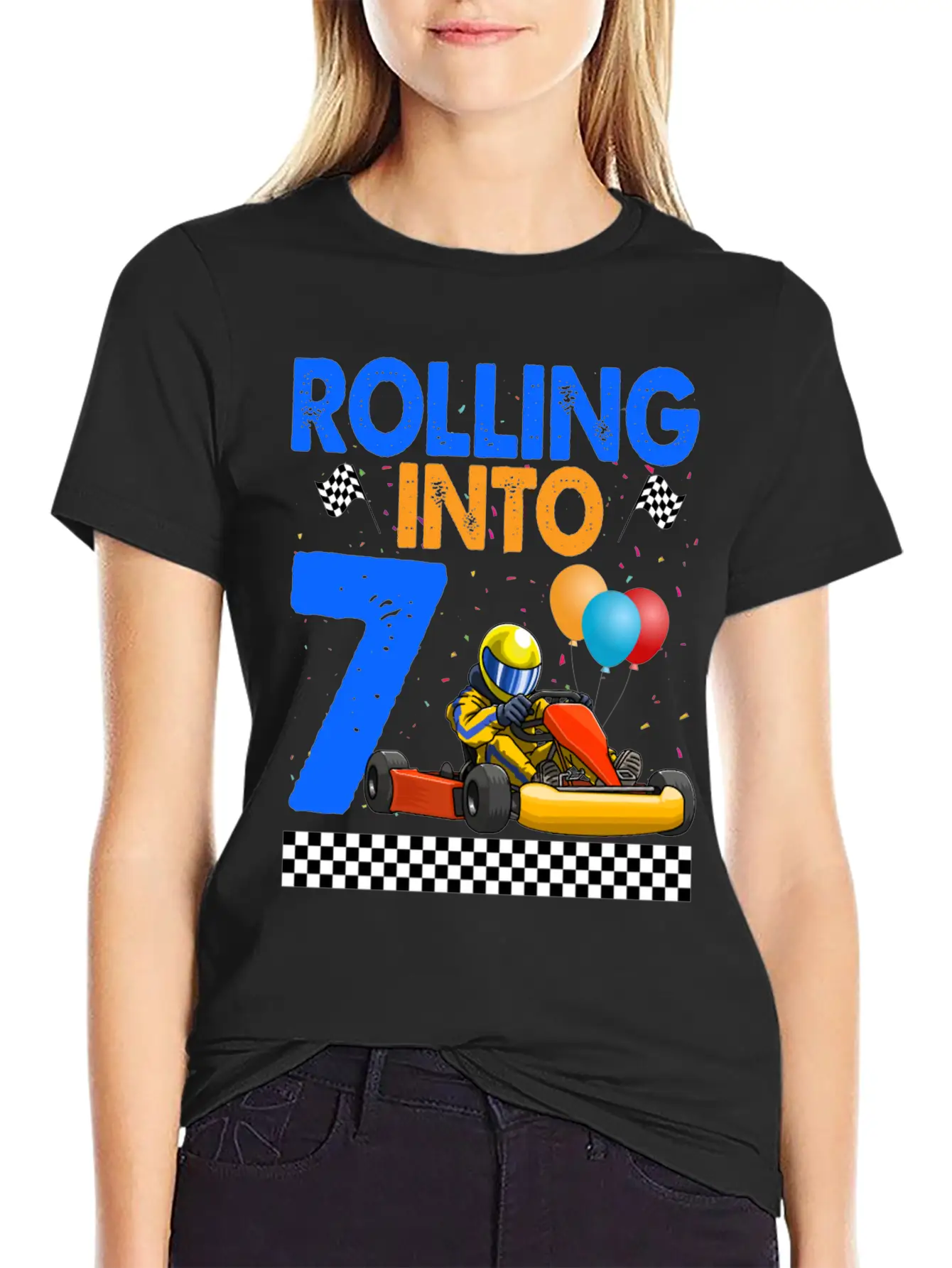 Rolling Into 7 Kart Racer Essential Unisex Summer Tee – Soft Cotton Casual Fit