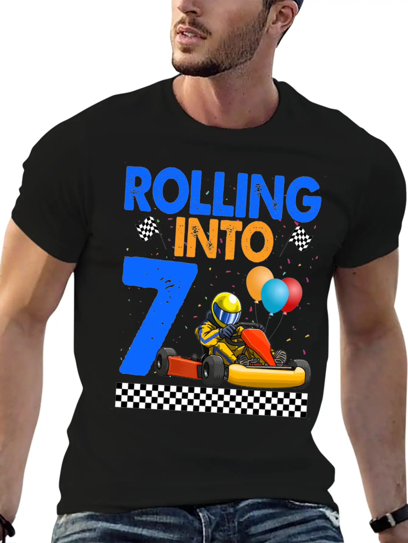 Rolling Into 7 Kart Racer Essential Unisex Summer Tee – Soft Cotton Casual Fit