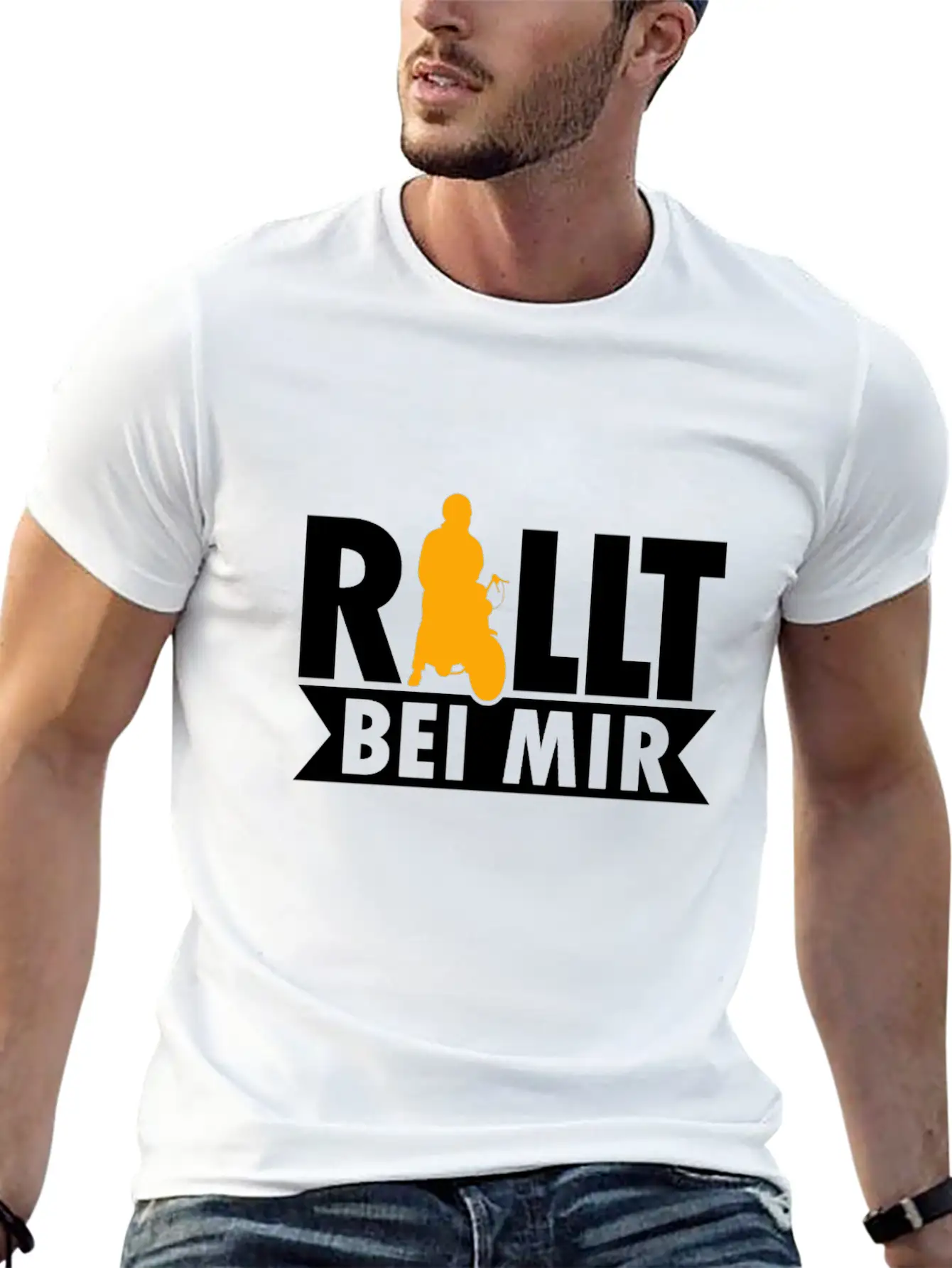 Rolls With Me Retro Moped Motorcycle Moped Driver Stylish Everyday T-Shirt – Unisex Basic Cotton Tee