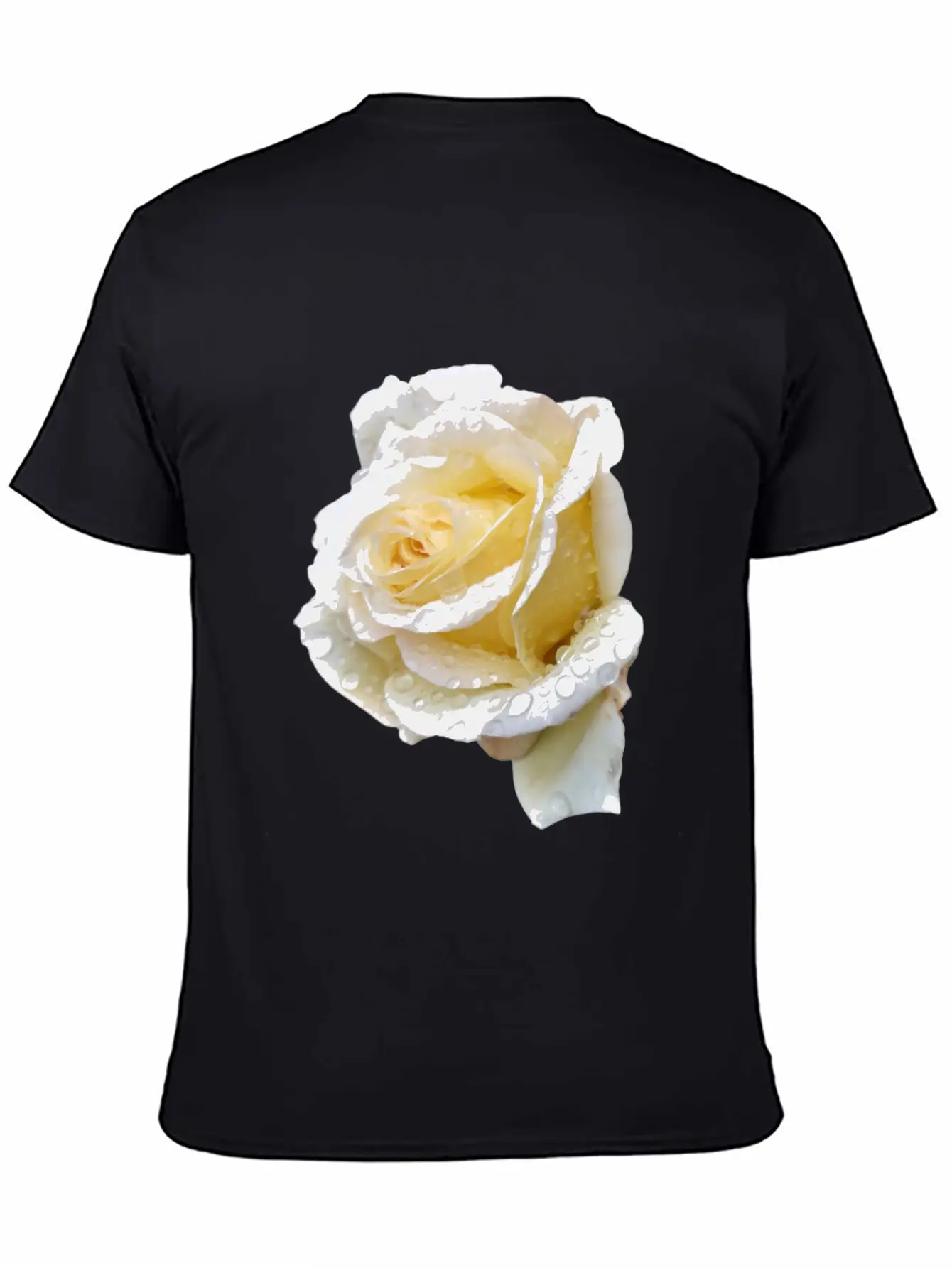 Romantic White Rose In The Rain Essential Unisex Summer Tee – Soft Cotton Casual Fit