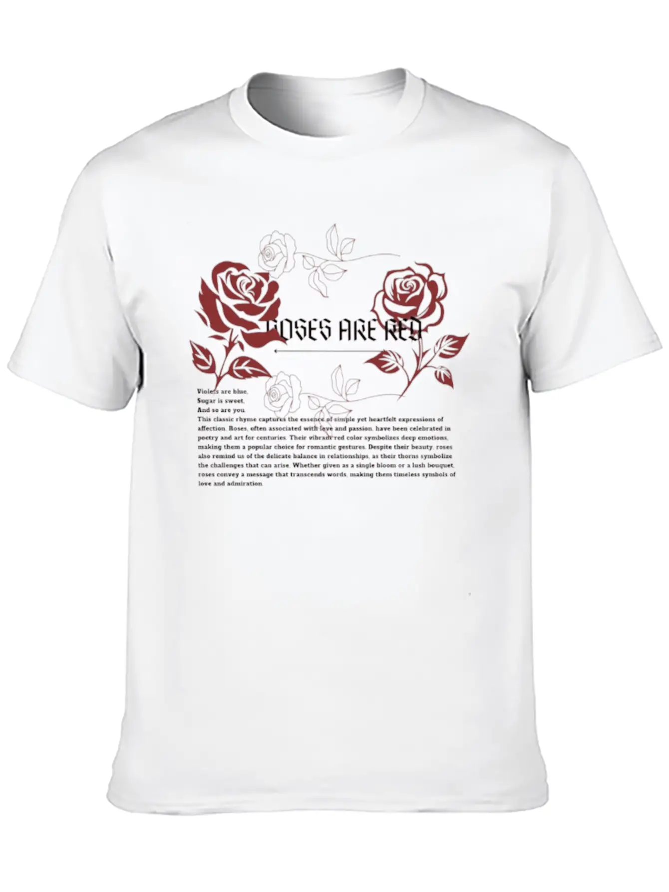 ROSES ARE RED. Rose Art. Aesthetics Comfortable Minimalist Graphic Tee – Summer Style Essential